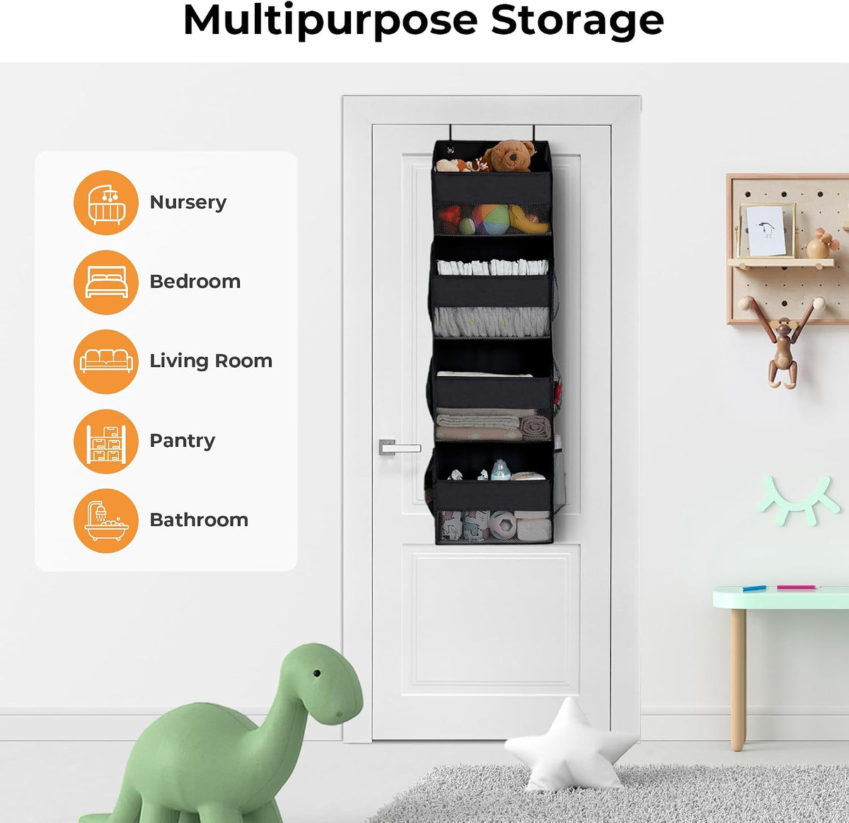 Over the Door Organizer, 4-Shelf Behind the Door Storage