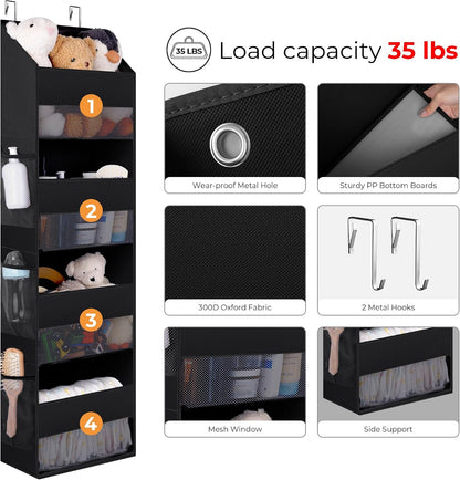 Over the Door Organizer, 4-Shelf Behind the Door Storage