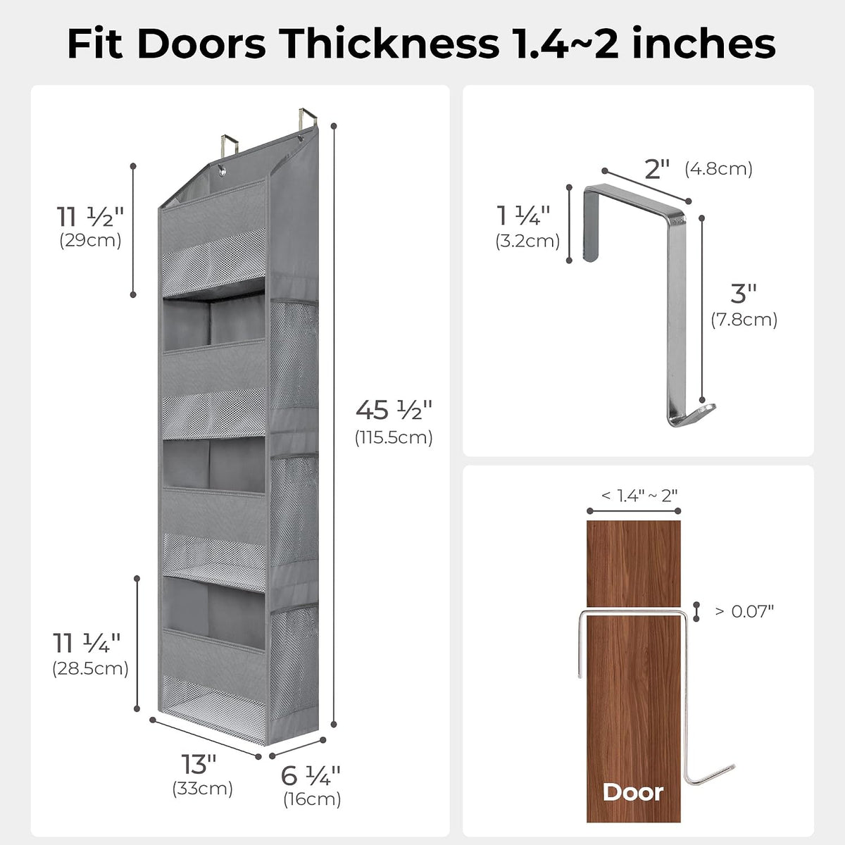 Over the Door Organizer, 4-Shelf Behind the Door Storage
