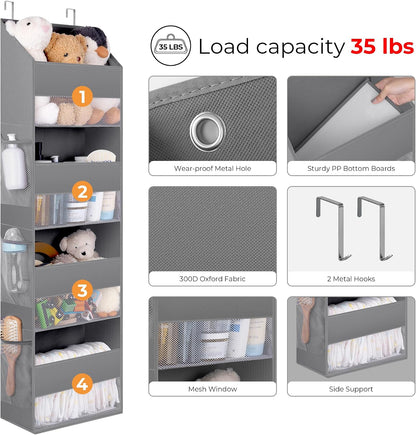Over the Door Organizer, 4-Shelf Behind the Door Storage