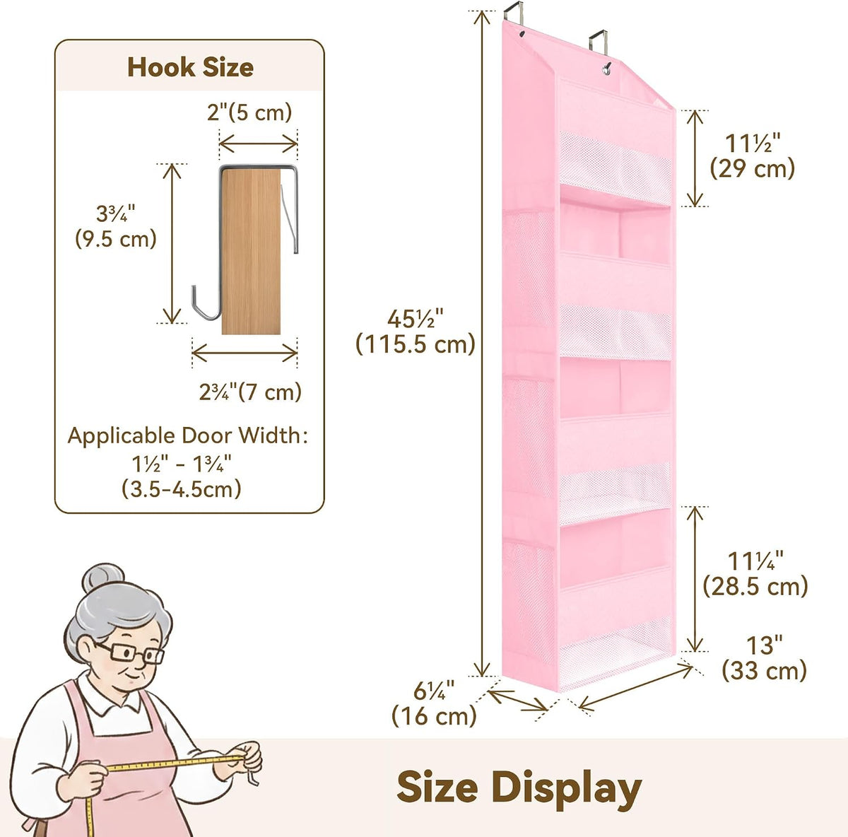 Over the Door Organizer, 4-Shelf Behind the Door Storage