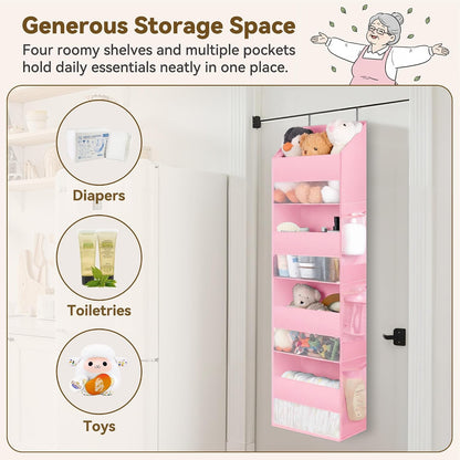 Over the Door Organizer, 4-Shelf Behind the Door Storage