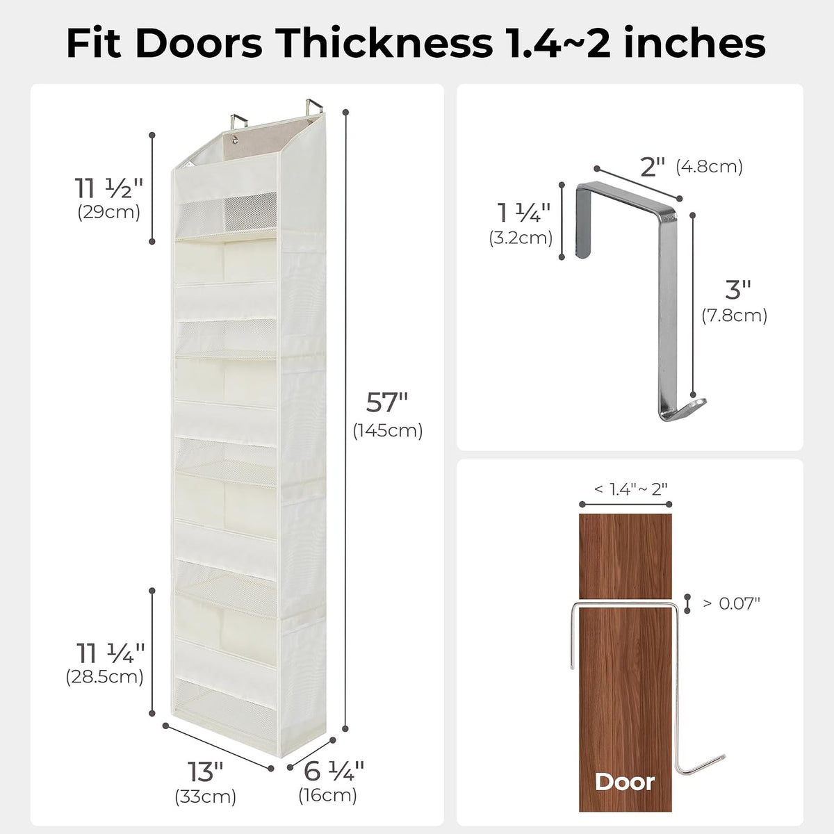 Over the Door Organizer, 4-Shelf Behind the Door Storage