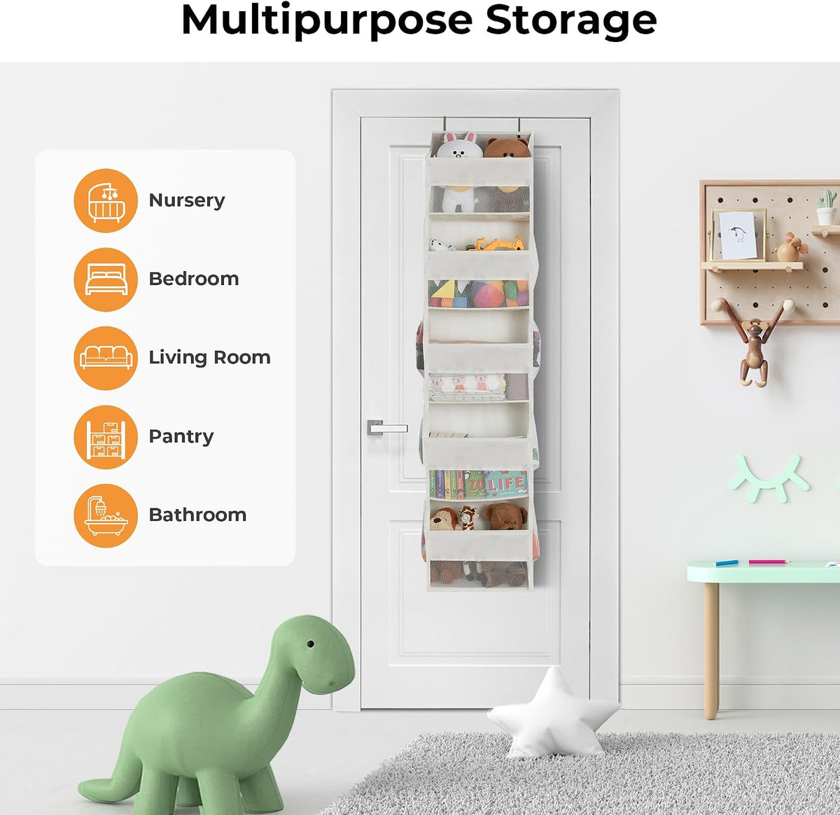 Over the Door Organizer, 4-Shelf Behind the Door Storage