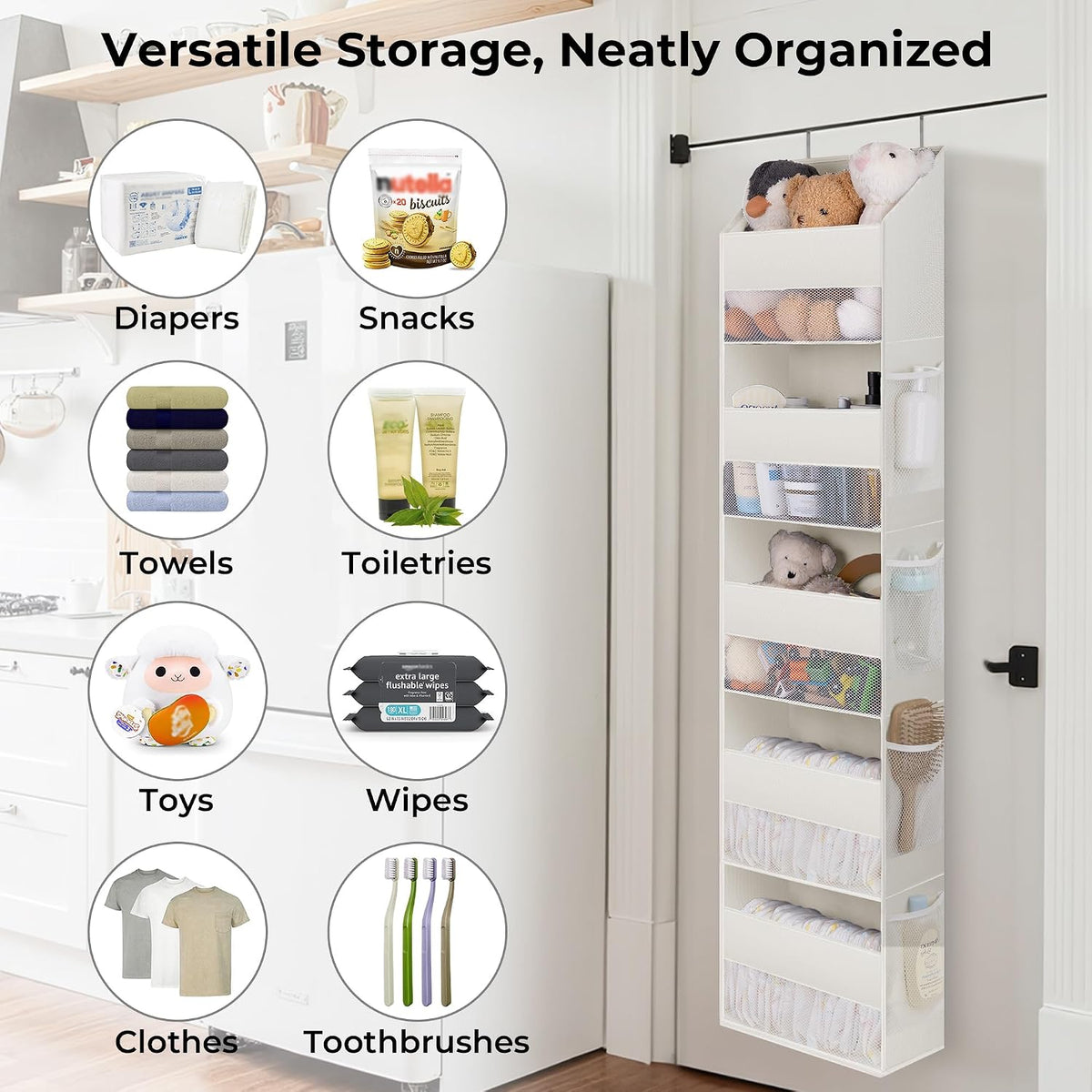 Over the Door Organizer, 4-Shelf Behind the Door Storage