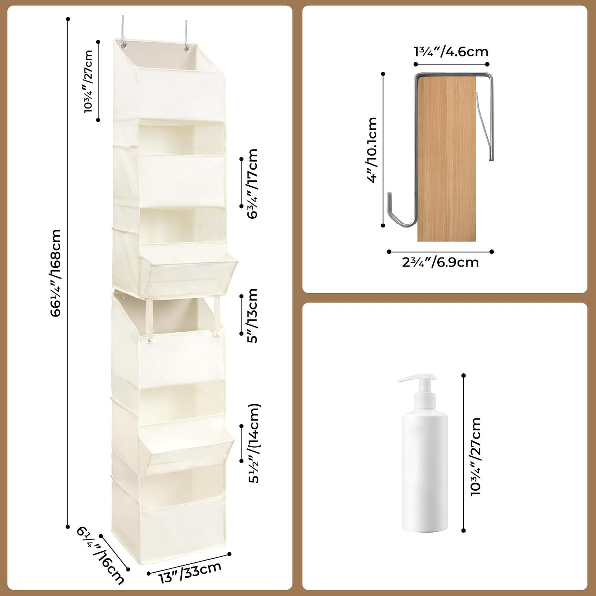Over the Door Organizer, 4-Shelf Behind the Door Storage