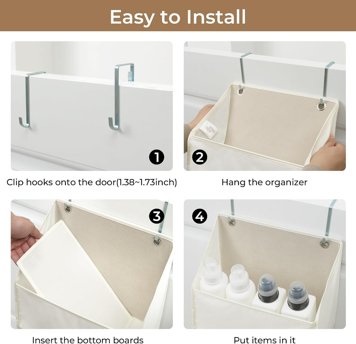 Over the Door Organizer, 4-Shelf Behind the Door Storage