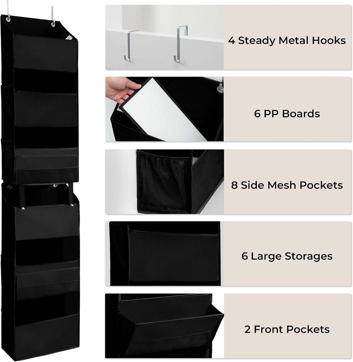 Over the Door Organizer, 4-Shelf Behind the Door Storage