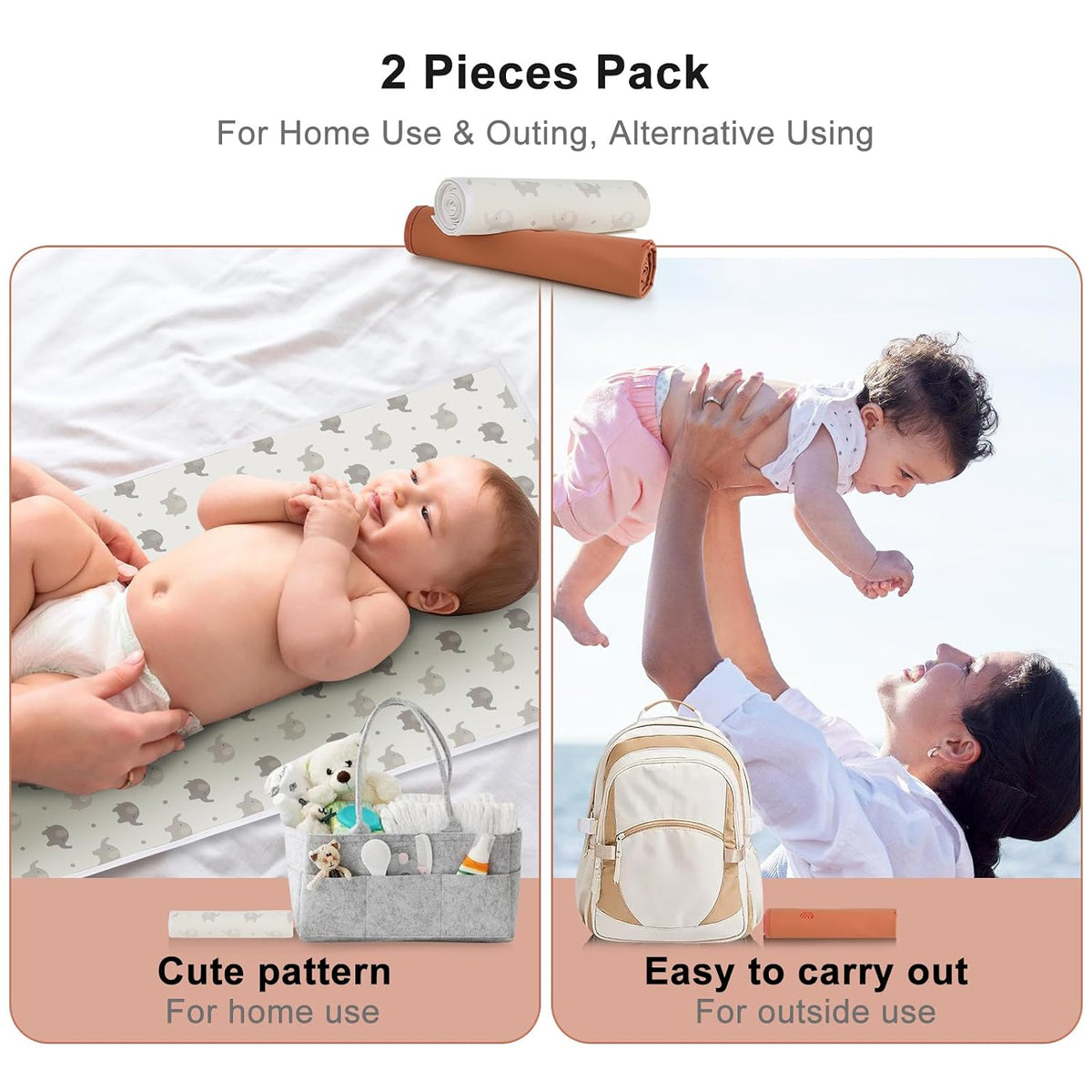 Portable Changing Pad Travel - Waterproof Compact Diaper Changing Mat - Lightweight & Foldable Changing Station, Newborn Shower Gifts