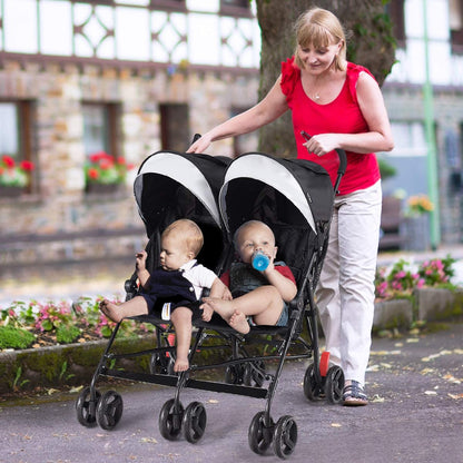 Double Umbrella Stroller, Side by Side Infant Lightweight Stroller, Quick Fold Compact for Travel, Cup Holder, Storage Bag, Folding Twin Stroller Newborn and Toddler(Blue)