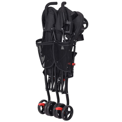 Double Umbrella Stroller, Side by Side Infant Lightweight Stroller, Quick Fold Compact for Travel, Cup Holder, Storage Bag, Folding Twin Stroller Newborn and Toddler(Blue)