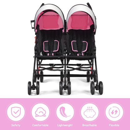 Double Umbrella Stroller, Side by Side Infant Lightweight Stroller, Quick Fold Compact for Travel, Cup Holder, Storage Bag, Folding Twin Stroller Newborn and Toddler(Blue)