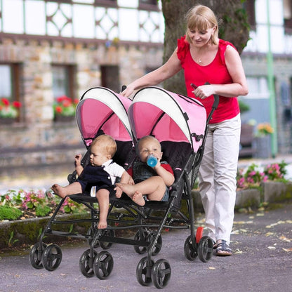 Double Umbrella Stroller, Side by Side Infant Lightweight Stroller, Quick Fold Compact for Travel, Cup Holder, Storage Bag, Folding Twin Stroller Newborn and Toddler(Blue)