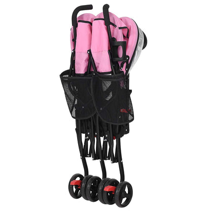 Double Umbrella Stroller, Side by Side Infant Lightweight Stroller, Quick Fold Compact for Travel, Cup Holder, Storage Bag, Folding Twin Stroller Newborn and Toddler(Blue)