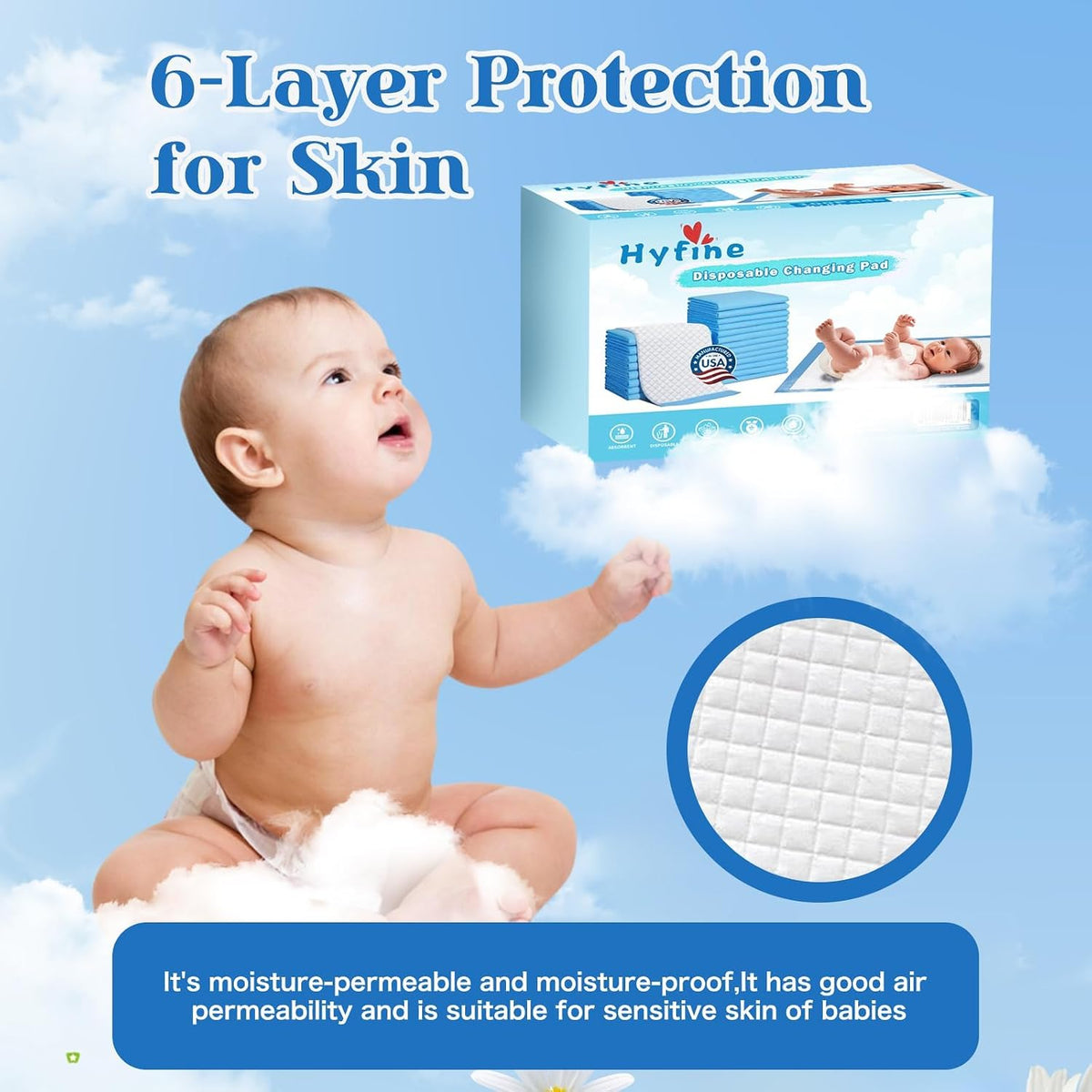 Baby Disposable Changing Pads Disposable Baby Underpads，Super Soft Ultra Absorbent Waterproof Mat 17 x 22 in