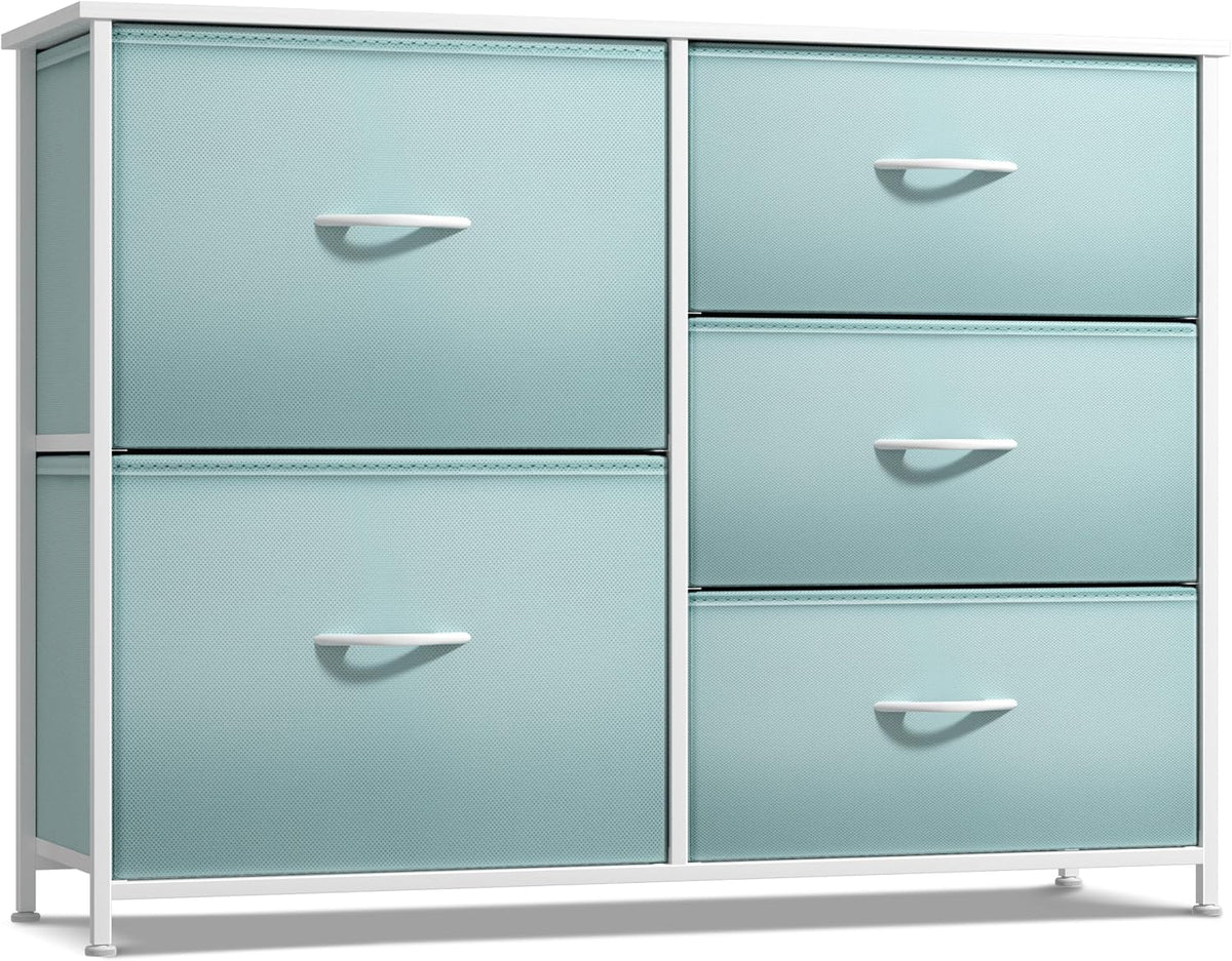 Dresser with 6 Fabric Drawers & Wood Top (Purple)