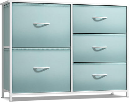 Dresser with 6 Fabric Drawers & Wood Top (Purple)