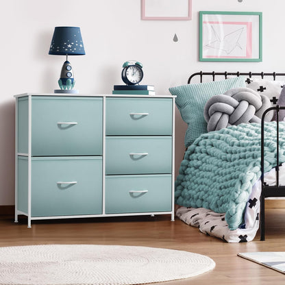 Dresser with 6 Fabric Drawers & Wood Top (Purple)