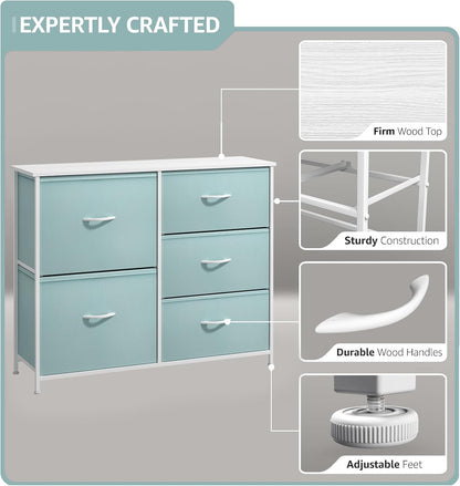 Dresser with 6 Fabric Drawers & Wood Top (Purple)