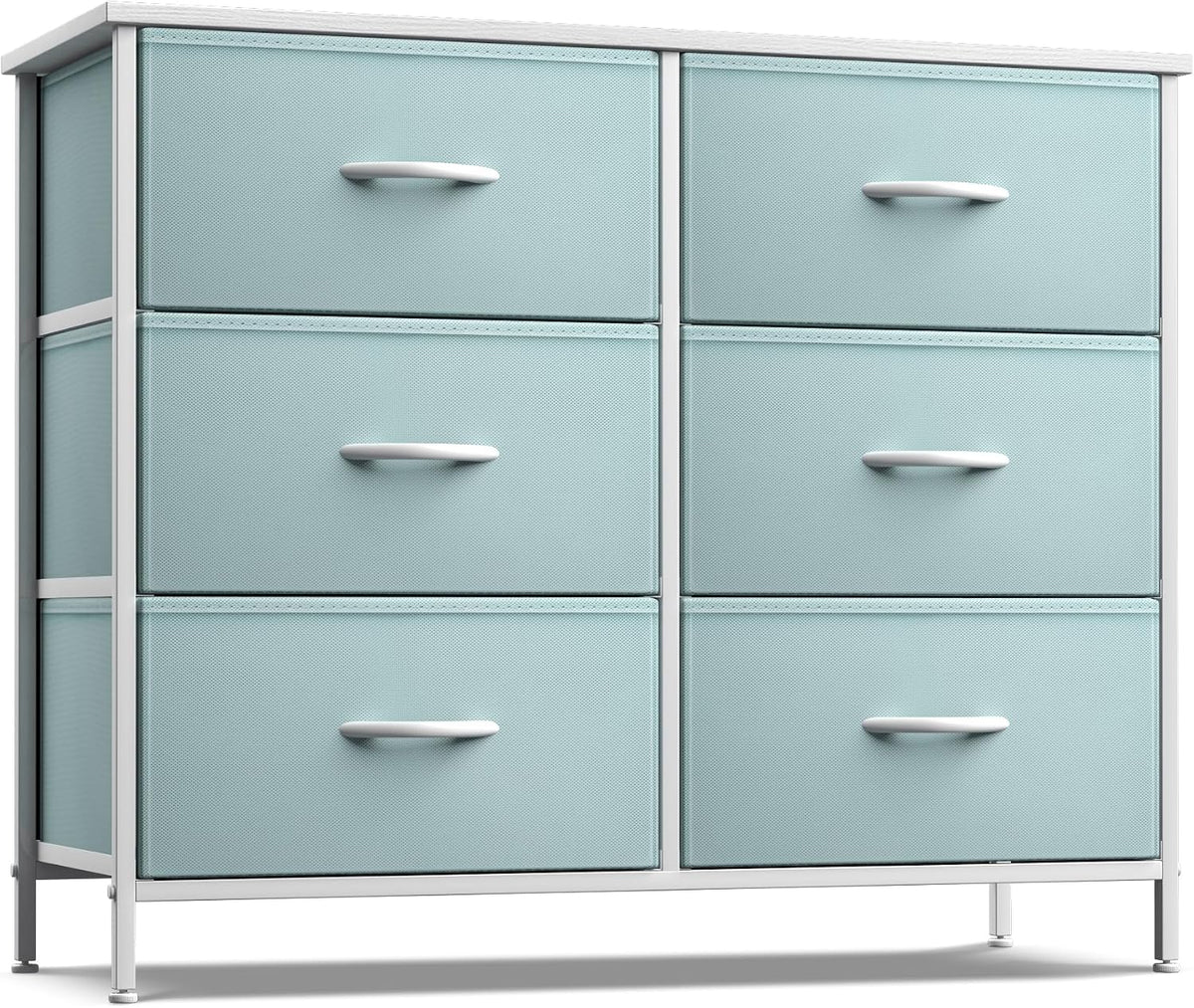Dresser with 6 Fabric Drawers & Wood Top (Purple)