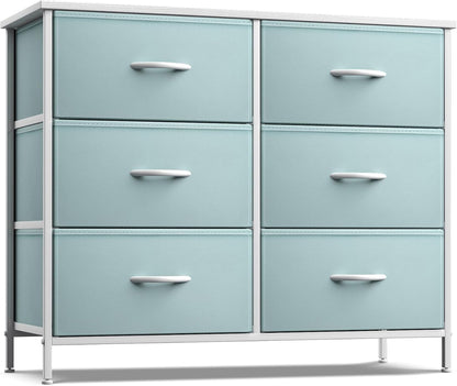 Dresser with 6 Fabric Drawers & Wood Top (Purple)