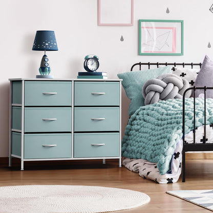 Dresser with 6 Fabric Drawers & Wood Top (Purple)