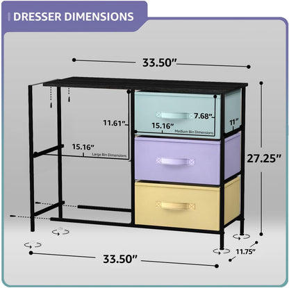 Dresser with 6 Fabric Drawers & Wood Top (Purple)