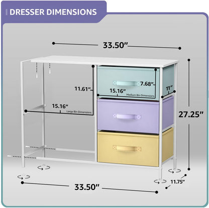 Dresser with 6 Fabric Drawers & Wood Top (Purple)