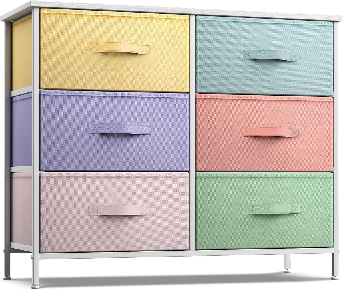 Dresser with 6 Fabric Drawers & Wood Top (Purple)