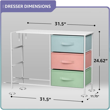 Dresser with 6 Fabric Drawers & Wood Top (Purple)