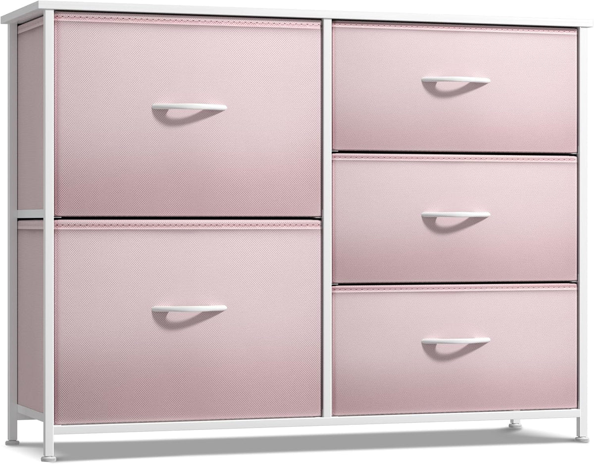 Dresser with 6 Fabric Drawers & Wood Top (Purple)