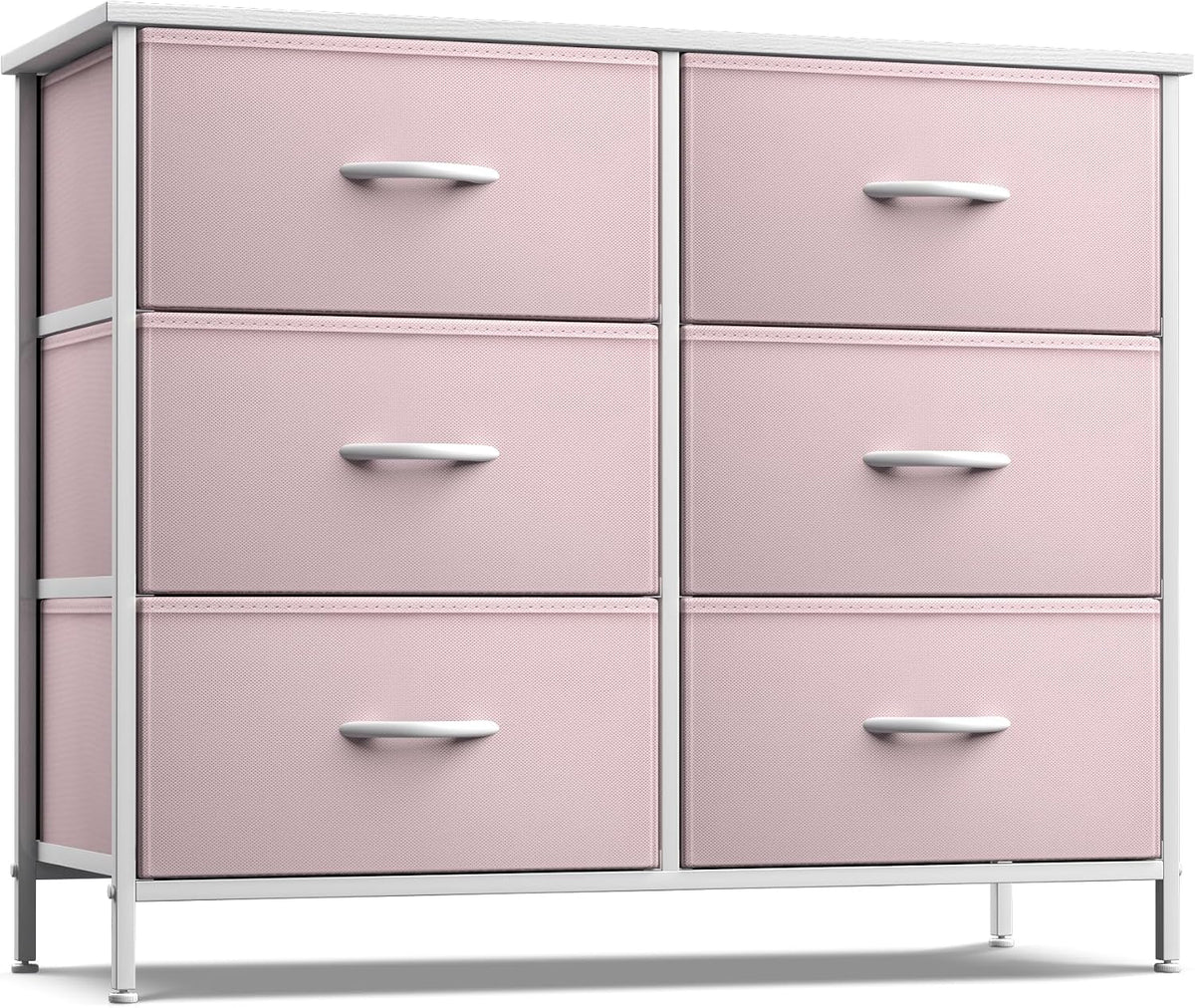 Dresser with 6 Fabric Drawers & Wood Top (Purple)