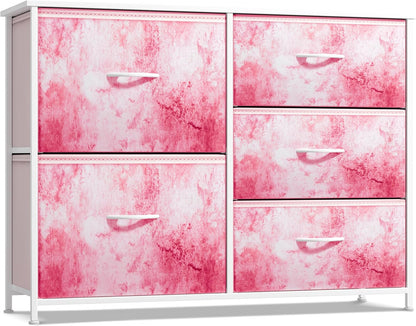 Dresser with 6 Fabric Drawers & Wood Top (Purple)