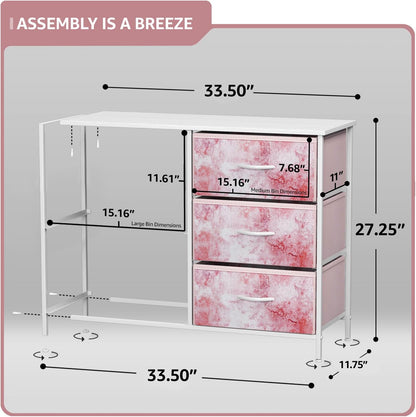 Dresser with 6 Fabric Drawers & Wood Top (Purple)