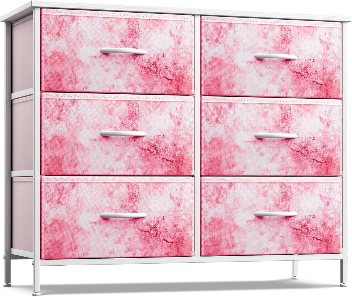Dresser with 6 Fabric Drawers & Wood Top (Purple)