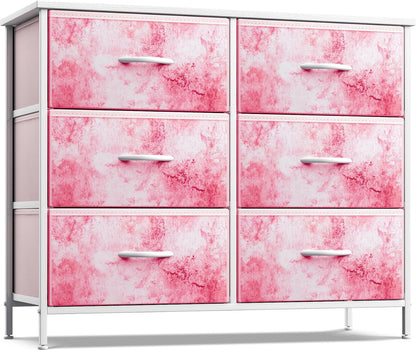 Dresser with 6 Fabric Drawers & Wood Top (Purple)
