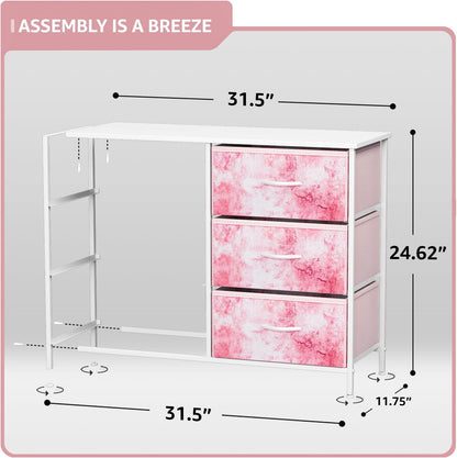 Dresser with 6 Fabric Drawers & Wood Top (Purple)