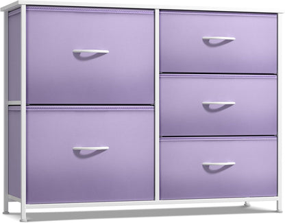 Dresser with 6 Fabric Drawers & Wood Top (Purple)