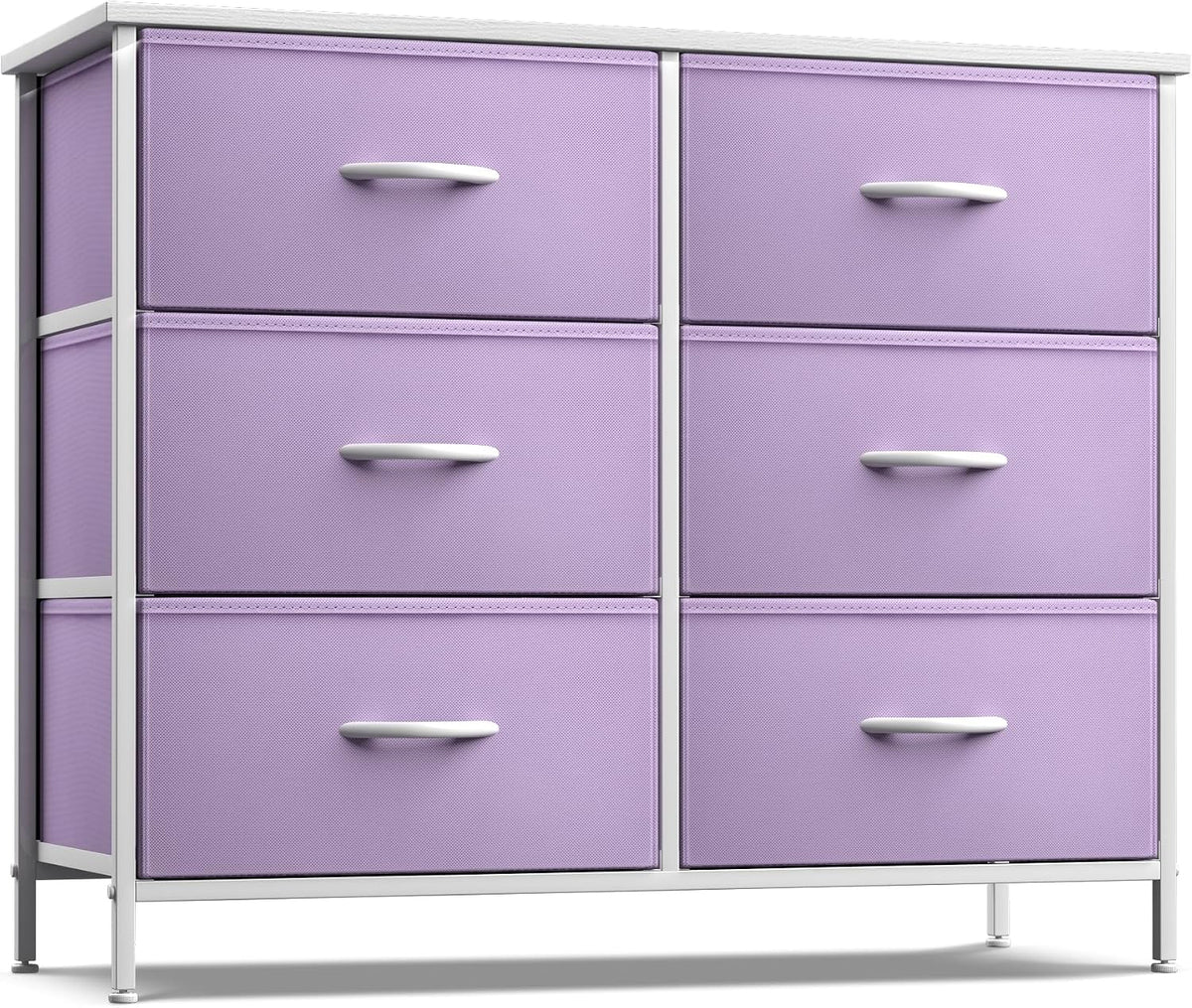 Dresser with 6 Fabric Drawers & Wood Top (Purple)