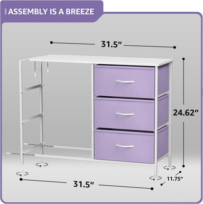 Dresser with 6 Fabric Drawers & Wood Top (Purple)