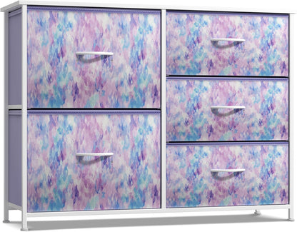 Dresser with 6 Fabric Drawers & Wood Top (Purple)