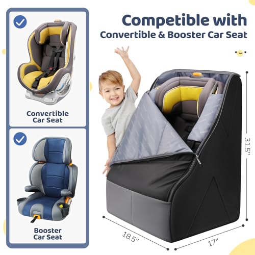 Padded Car Seat Travel Bag Backpack for Airplane, Heavy Duty Car Seat Bags for Air Travel, Carseat Cover for Airplane Travel with Shoulder Strap, Car Seats Carrier for Airport