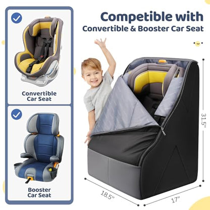 Padded Car Seat Travel Bag Backpack for Airplane, Heavy Duty Car Seat Bags for Air Travel, Carseat Cover for Airplane Travel with Shoulder Strap, Car Seats Carrier for Airport