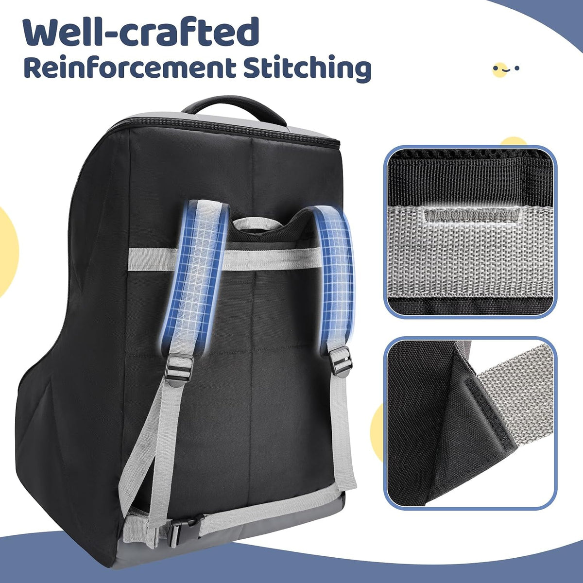 Padded Car Seat Travel Bag Backpack for Airplane, Heavy Duty Car Seat Bags for Air Travel, Carseat Cover for Airplane Travel with Shoulder Strap, Car Seats Carrier for Airport