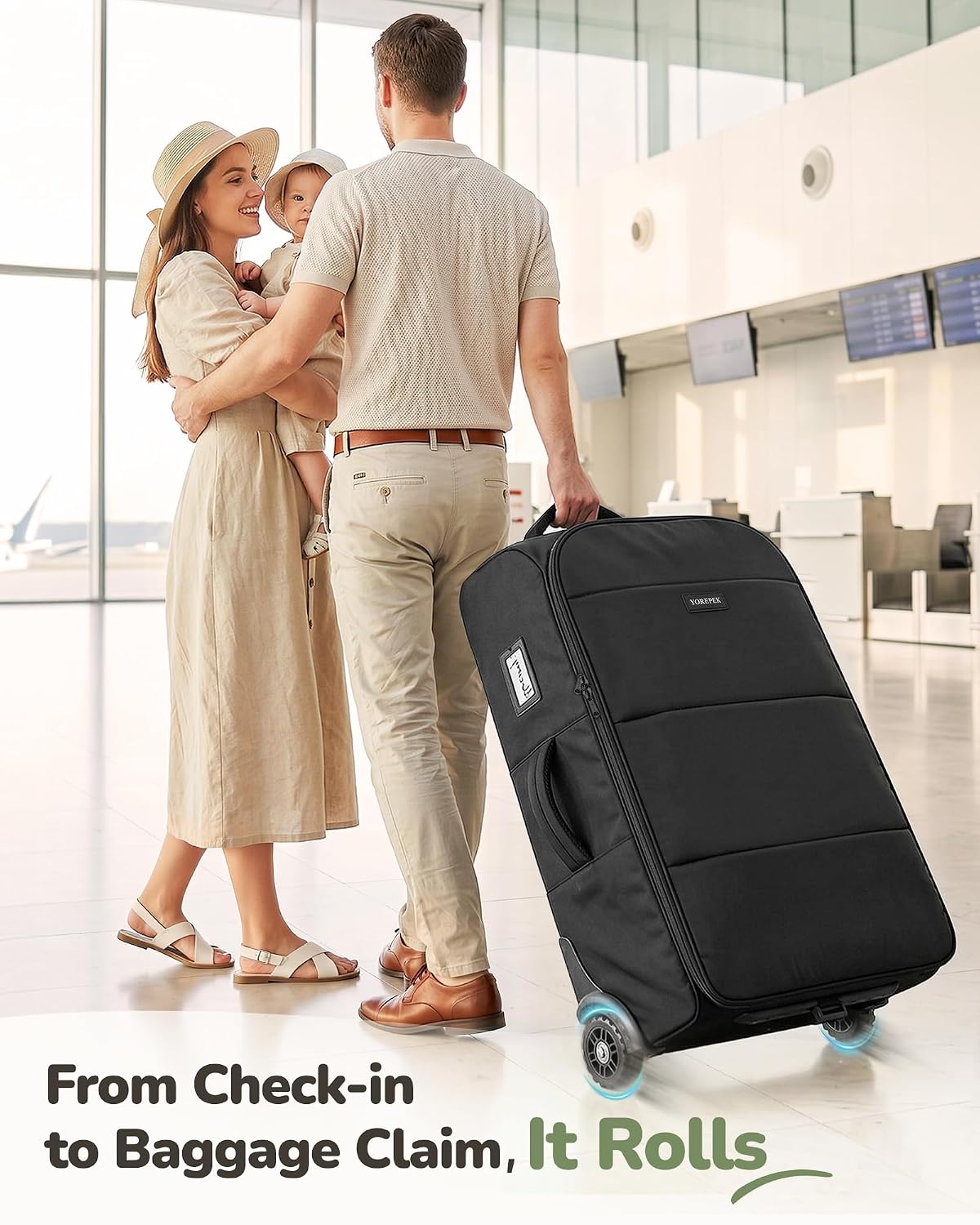 Padded Stroller Travel Bag with 2 Smooth Wheels