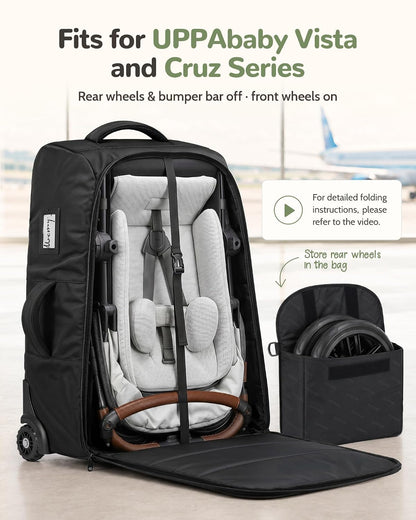Padded Stroller Travel Bag with 2 Smooth Wheels