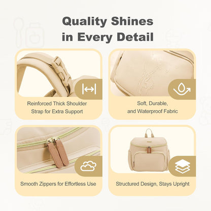 Compact Diaper Bag Backpack – Lightweight & Waterproof Baby Bag for Moms & Dads, Includes Changing Pad & Stroller Straps, Small Travel Diaper Backpack for Daily Use –Khaki