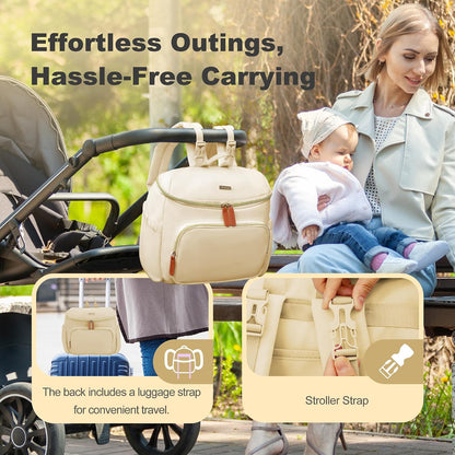 Compact Diaper Bag Backpack – Lightweight & Waterproof Baby Bag for Moms & Dads, Includes Changing Pad & Stroller Straps, Small Travel Diaper Backpack for Daily Use –Khaki