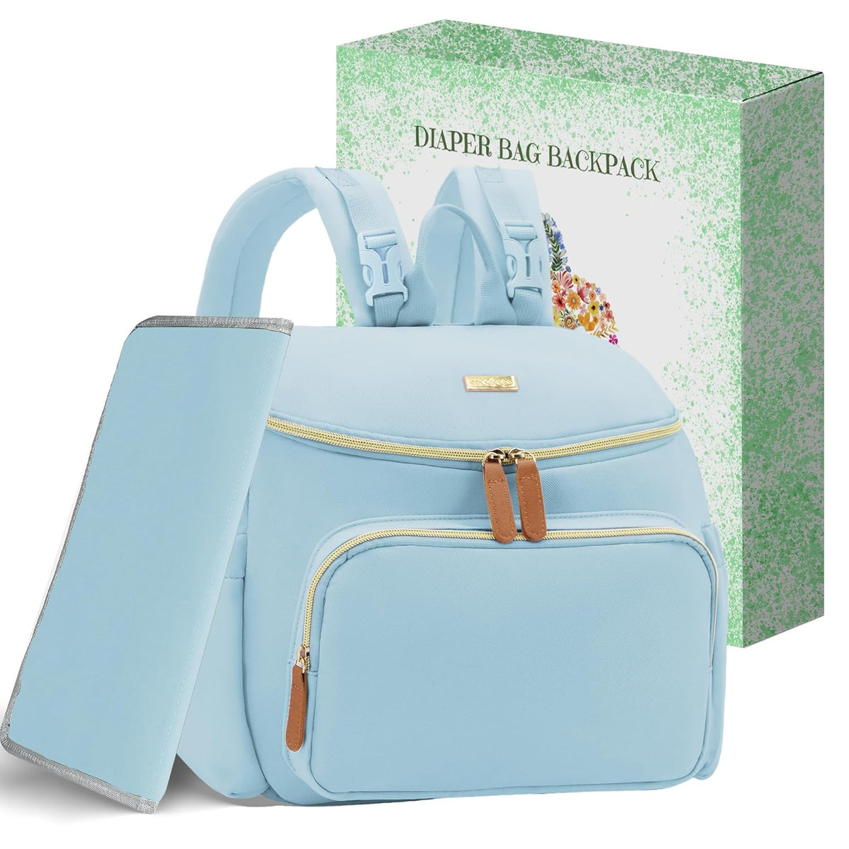 Compact Diaper Bag Backpack – Lightweight & Waterproof Baby Bag for Moms & Dads, Includes Changing Pad & Stroller Straps, Small Travel Diaper Backpack for Daily Use –Khaki