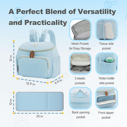 Compact Diaper Bag Backpack – Lightweight & Waterproof Baby Bag for Moms & Dads, Includes Changing Pad & Stroller Straps, Small Travel Diaper Backpack for Daily Use –Khaki